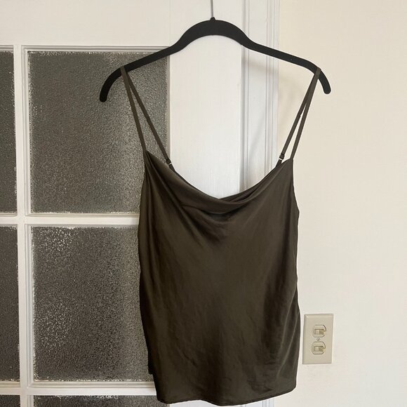 100% Silk 🇺🇸 Made in USA Olive Green Reformation Camisole Tank Top - Picture 5 of 8